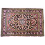 Small Persian silk or fine wool rug, 59 x 89cm