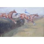 Lionel Edwards (1878-1966) horse racing watercolour and gouache Eremon's National, Canal Turn,