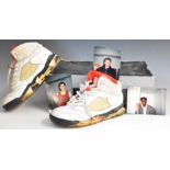 Michael Jordan autographed Nike Air Jordan 5 trainers one signed 'Emma, enjoy the shoes, Michael