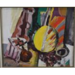 Gerson Leiber (1921-2018) oil on canvas abstract 'Still life with mandolin', signed lower left and