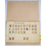 A collection of Queen Victoria stamps glued onto loose album pages