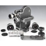 Paillard Bolex H16 cine camera outfit, with 10mm 1;1.6 and 25mm 1:1.4 Switar lenses, Bell & Howell