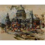 John Bassage (20thC British) oil on canvas 'St. Pauls Cathedral', London, signed lower right and