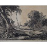 Edward Bouverie Hoyton (1900-1988) signed etching landscape with church beyond 'Bindon Pool', signed