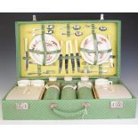 Sirram vintage or retro six place picnic set including Thermos flasks, width of case 57.5cm