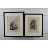 After Rembrandt van Rijn, two engravings, one a made before a curtain, signed and dated 1946 lower