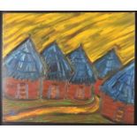 Dietmar Richard Vollmar (born 1935), oil on canvas, 'Kwekwe: workers huts 2007' Zimbabwe, African