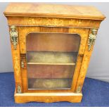 19thC glazed inlaid walnut pier cabinet with figural ormolu mounts, W80 x D31 x H106cm