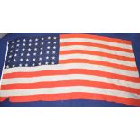 Vintage panel stitched American flag with 48 stars, 341 x 177cm