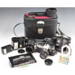 Olympus OM10 35mm SLR camera outfit including Olympus 50mm 1:1.4 and Tokina 80-200mm 1:4 lenses,