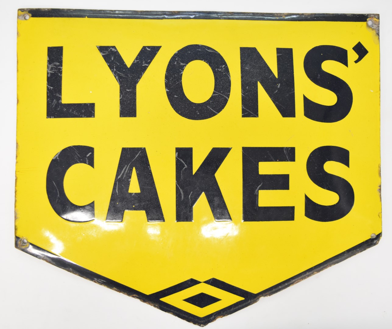 Lyons' Cakes enamel sign, 40 x 45cm