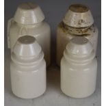 Four GWR and GPO telegraph line insulators, one with tag suggesting it as having been from