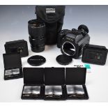 Pentax 645 N II medium format camera with Pentax 645 zoom 80-160mm F4-5 lens, 2 extra film holders