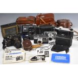 Collectable cameras to include Zeiss Ikon 521/2 and Maxmar 207/3, Voigtlander Bessa, Kodak