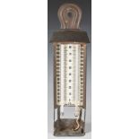 Negretti and Zambra garden thermometer / hygrometer, with dry and wet thermometers, on a ceramic