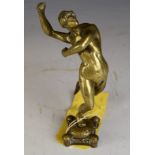 Brass vintage car mascot or similar statue of an Olympian or similar male nude, height 20cm