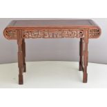 Chinese altar table with fretwork carved frieze, W126 x D43 x H82cm