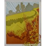 Armistead signed limited edition (4/10) linocut or similar print of Tolcarne Farm Cornwall,