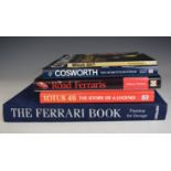 Classic car books comprising The Ferrari Book, Passion for Design by teNeues, Lotus 49 Story of a