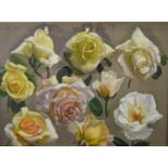 Attributed to John Bulloch Souter (1896-1971) double sided oil on board floral studies, 26.5 x 37cm,