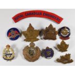 Ten Canadian badges including Royal Highlanders, 5th Western Cavalry, 43rd Highlanders and 48th