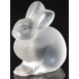 Lalique frosted glass rabbit, signed 'Lalique France' to base, 6.5cm tall.