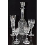 Stuart Crystal Churchill suite of clear cut glass drinking glasses comprising a decanter, eight wine