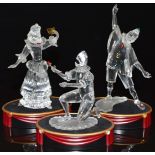 A set of three Swarovski Crystal glass Collector's Society Masquerade figures, Columbine,