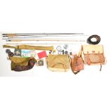 Three fly fishing bags, fly box and accessories