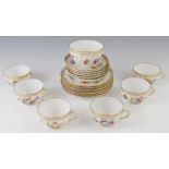 Collection of Dresden wrythen moulded tea ware comprising six trios and a sugar bowl, nineteen