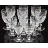 Eleven Waterford Crystal Colleen cut glass wine glasses,12.5 and 11cm tall.