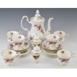 Royal Albert tea ware decorated in the Lavender Rose pattern, including teapot, twenty pieces,