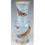 Carltonware lustre flared vase decorated with butterflies, height 25cm