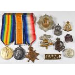 British Army WW1 Royal Artillery medal trio comprising 1914/1915 Star, War Medal and Victory Medal
