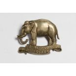 British Army 19th Hussars (Alexandra Princess of Wales) double scroll elephant cap badge