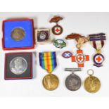 British Army WW1 medal pair comprising War Medal and Victory Medal named to 326825 Pte R Simkins,