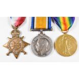 British Army WW1 medal trio comprising 1914/1915 Star, War Medal and Victory Medal named to 9750 Pte