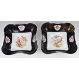 Rosenthal pair of shaped dishes with exotic bird decoration, diameter 28cm