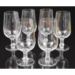 A set of six Lalique Murat frosted and clear glass cognac glasses, each signed 'Lalique France' to