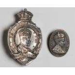 Two Edward VIII coronation badges, one lapel and the other a pin back