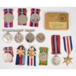 Eight WW2 War Medals, two France & Germany Stars and a 1939/1945 Star together with a War Medal with