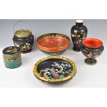 Six pieces of vintage Carltonware pottery including vases, punch bowls, dishes, covered jars etc,