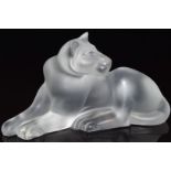 Lalique Simba frosted glass figure of a lioness, with paper label '11662' and signed 'Lalique