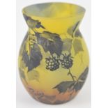 Jean-Simon Peynaud Art Nouveau glass vase with painted decoration of berries and foliage, 8cm tall.