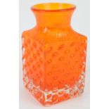 Geoffrey Baxter for Whitefriars Chess vase in tangerine orange, 14.5cm tall