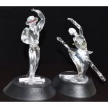 Two Swarovski Crystal Magic of Dance glass figures Anna and Antonio, both on display plinths,