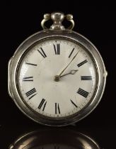James Brown of Matlock hallmarked silver pair cased pocket watch with gold hands, black Roman
