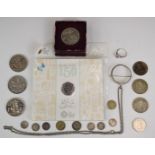 George V 'rocking horse' crown, Festival of Britain crowns and some UK silver coinage etc, with a