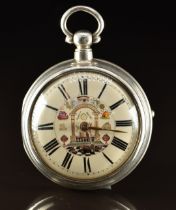 William Holt of Petworth hallmarked silver pair cased Masonic interest pocket watch with gold hands,