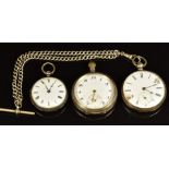 Three silver open faced pocket watches comprising Henry Steer of Derby & Burton on Trent, an unnamed